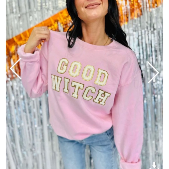 Chenille Patch Sweatshirt | Pink Halloween - Picture 1 of 2